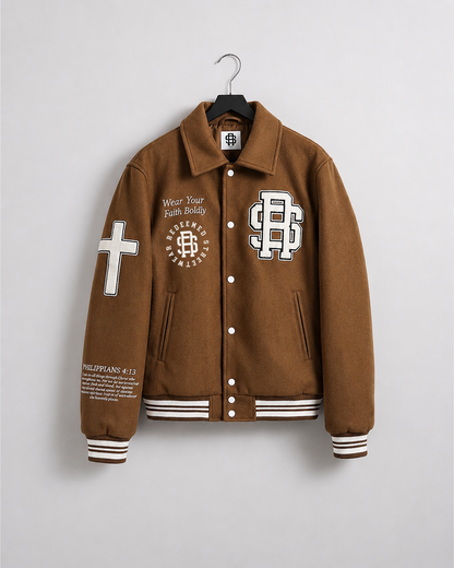 Brown Yeshua varsity jack